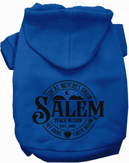 Dark blue Salem Witches Union pet hoodie