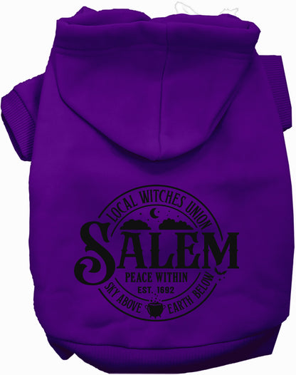 Purple Salem Witches Union pet hoodie