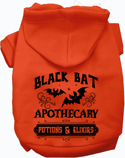 Orange Potion Bottle Costume Pet Hoodie with bat design