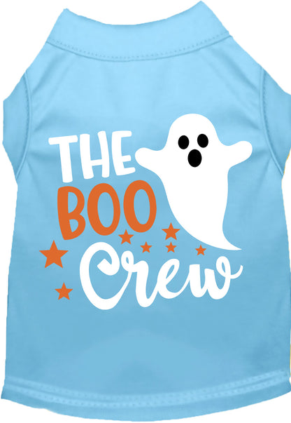 Light blue Boo Crew pet shirt with ghost design