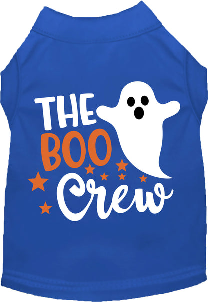 Royal blue Boo Crew pet shirt with ghost design