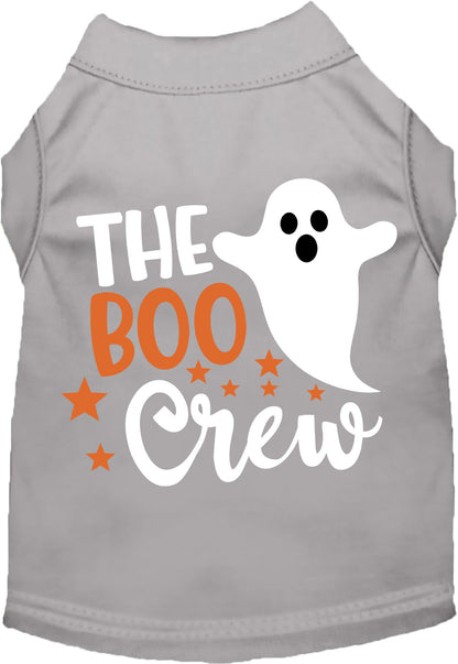 Gray Boo Crew pet shirt with ghost design