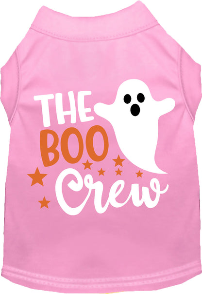 Light pink Boo Crew pet shirt with ghost design