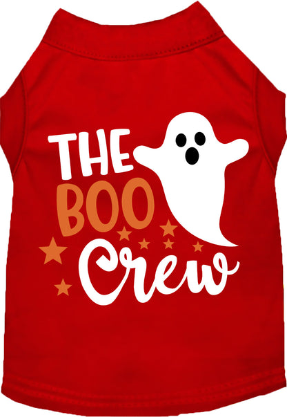 Red Boo Crew pet shirt with ghost design