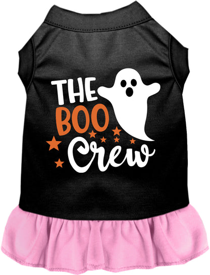 Black Boo Crew pet dress with light pink skirt