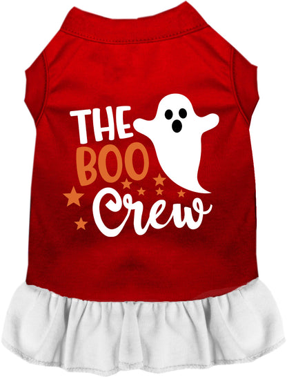 Red Boo Crew pet dress with white skirt