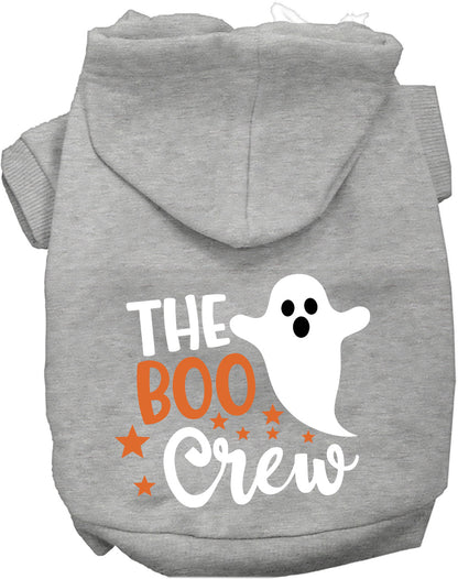 Gray Boo Crew Pet Hoodie with ghost design