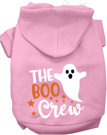 Light pink Boo Crew Pet Hoodie with ghost design