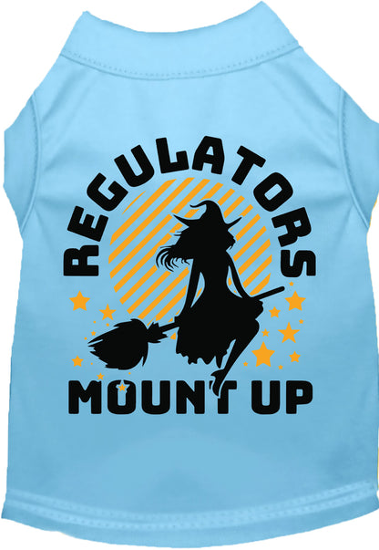 Light blue Regulators Mount Up pet shirt with witch design