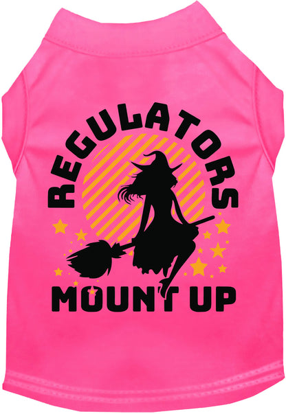 Hot pink Regulators Mount Up pet shirt with witch design