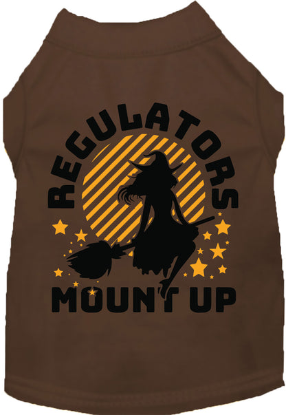 Brown Regulators Mount Up pet shirt with witch design