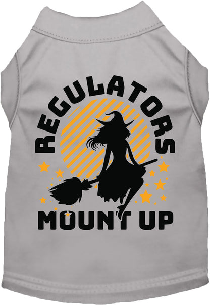 Gray Regulators Mount Up pet shirt with witch design