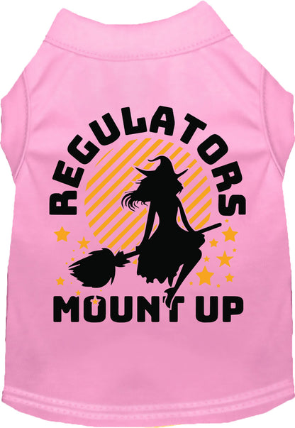 Light pink Regulators Mount Up pet shirt with witch design