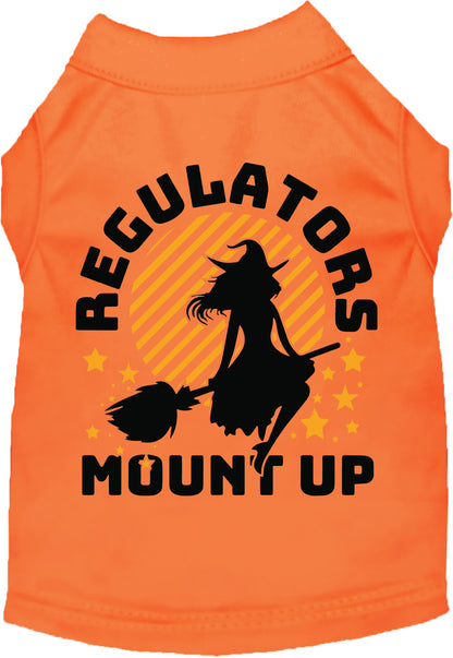 Orange Regulators Mount Up pet shirt with witch design