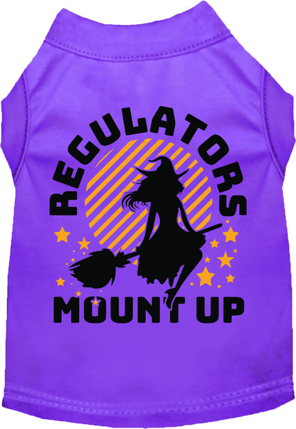 Purple Regulators Mount Up pet shirt with witch design