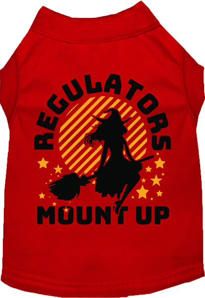 Red Regulators Mount Up pet shirt with witch design