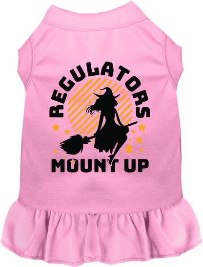 Light pink Regulators Mount Up pet dress with witch design