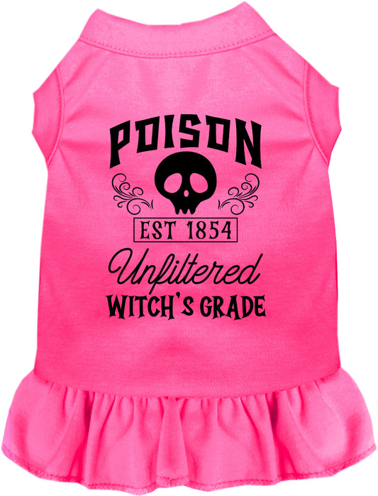 Pink poison bottle costume pet dress with skull design