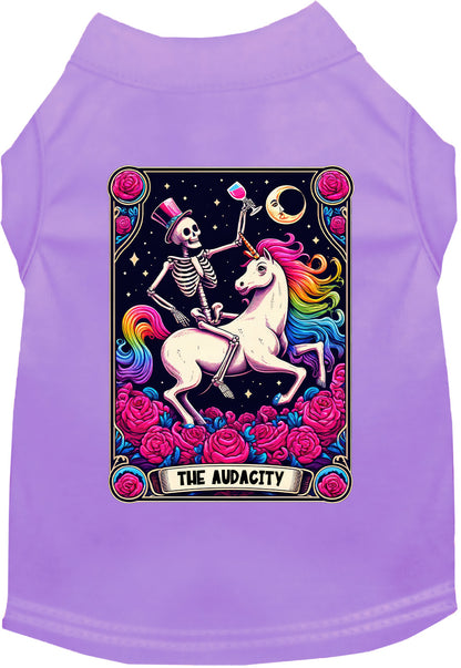 Lavender pet shirt with skeleton and unicorn design