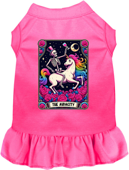 Pink pet dress with skeleton unicorn design