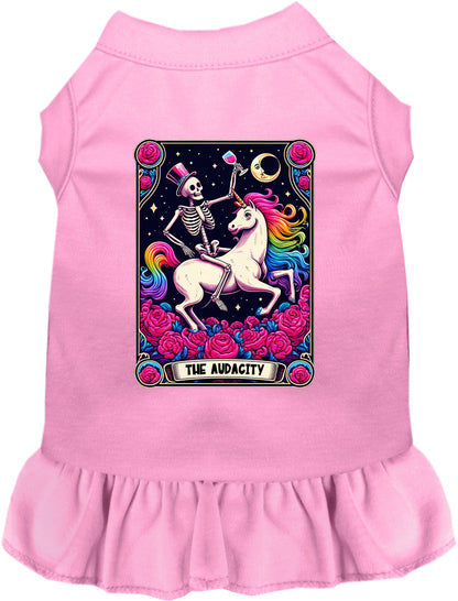 Light pink pet dress with skeleton unicorn design