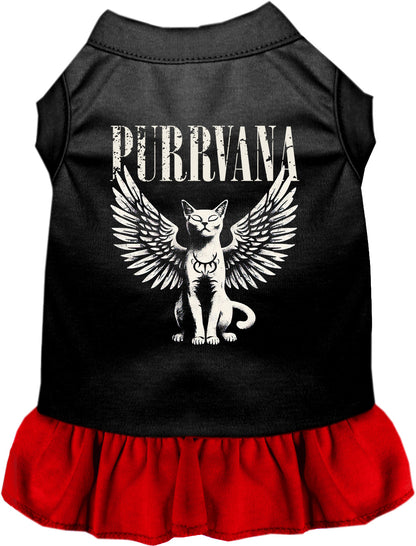 Black Purrvana pet dress with red skirt