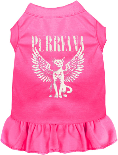 Pink Purrvana pet dress with angel cat design