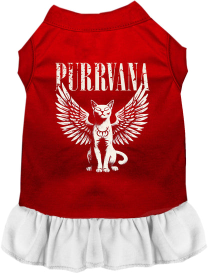 Red Purrvana pet dress with white skirt