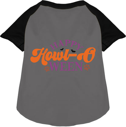 Gray and black Happy Howl-Oween pet raglan shirt