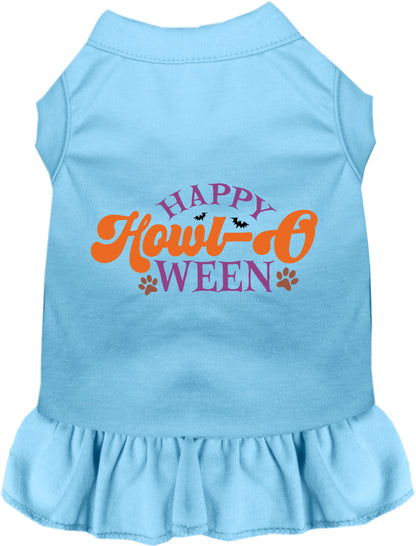 Blue Happy Howl-Oween pet dress with ruffled skirt