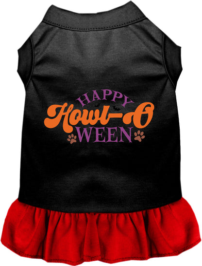 Black and red Happy Howl-Oween pet dress with ruffled skirt