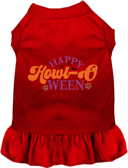 Red Happy Howl-Oween pet dress with ruffled skirt