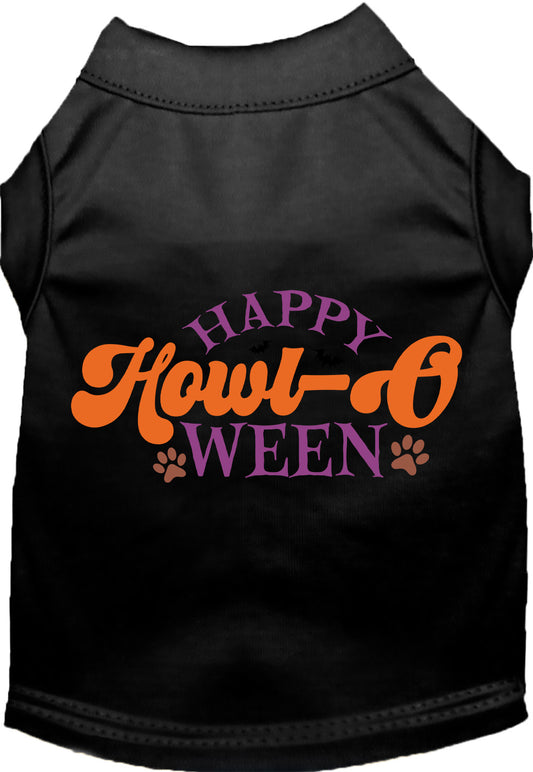 Black Happy Howl-Oween pet shirt with festive design