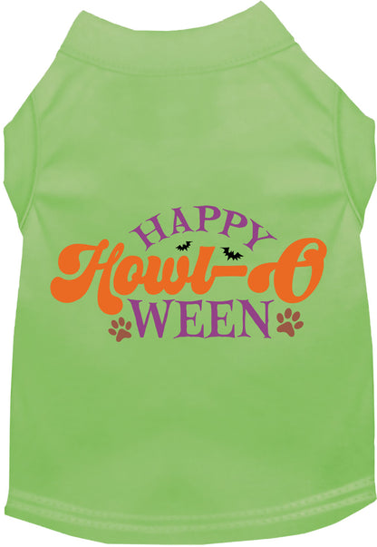 Green Happy Howl-Oween pet shirt with festive design