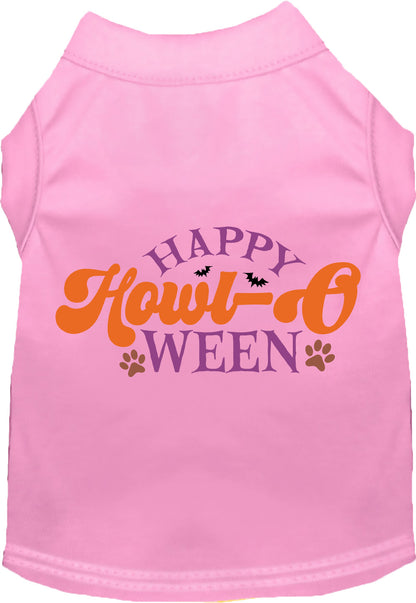 Pink Happy Howl-Oween pet shirt with festive design