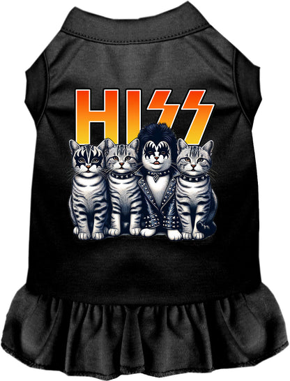 Black Hiss Kitties pet dress with cat design