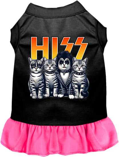 Black Hiss Kitties pet dress with pink skirt