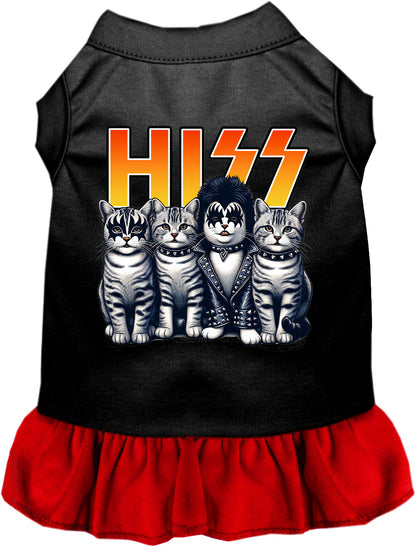 Black Hiss Kitties pet dress with red skirt