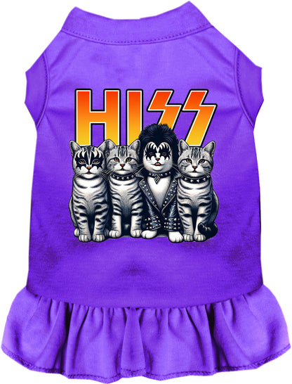 Purple Hiss Kitties pet dress with cat design