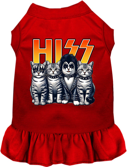 Red Hiss Kitties pet dress with cat design