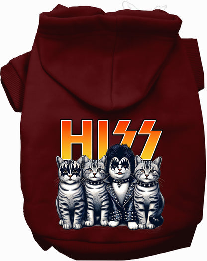 Maroon Hiss Kitties Pet Hoodie with cat design