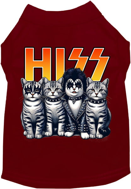 Maroon Hiss Kitties pet shirt with cat design