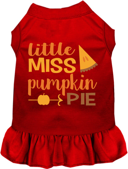 Red Little Miss Pumpkin Pie pet dress with orange text