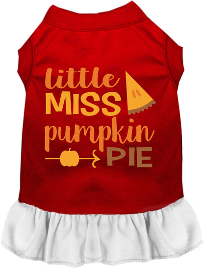 Red pet dress with white skirt, Little Miss Pumpkin Pie design