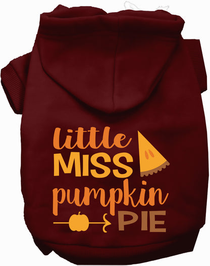 Maroon Little Miss Pumpkin Pie pet hoodie