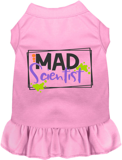 Pink Mad Scientist pet dress with ruffled skirt