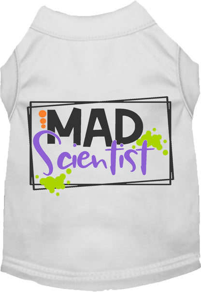 White Mad Scientist pet shirt for dogs