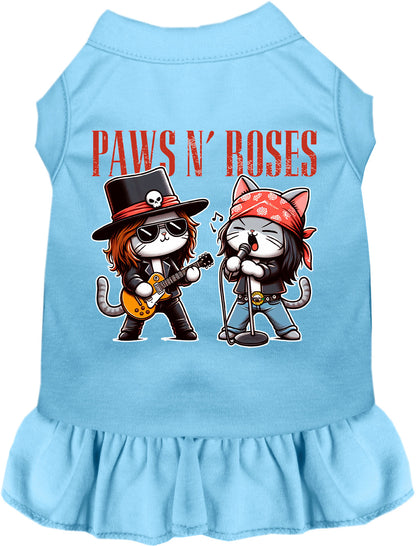 Blue Paws N' Roses pet dress with rock band design