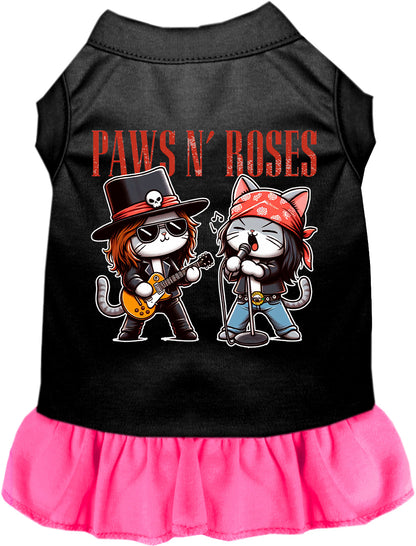 Pink skirt Paws N' Roses pet dress with rock band design