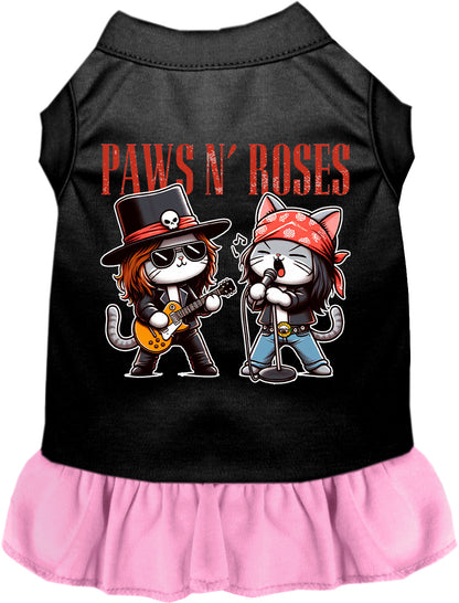 Light pink skirt Paws N' Roses pet dress with rock band design